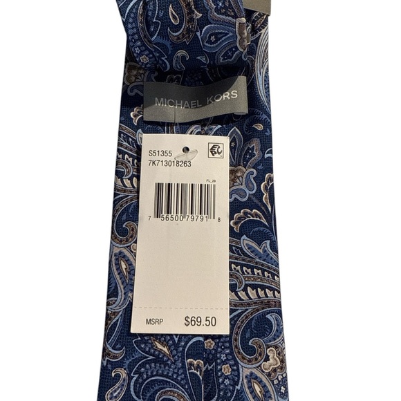 Michael Kors Men's Blue Paisley Silk Tie – 100% Silk, New with Tags - Picture 4 of 5